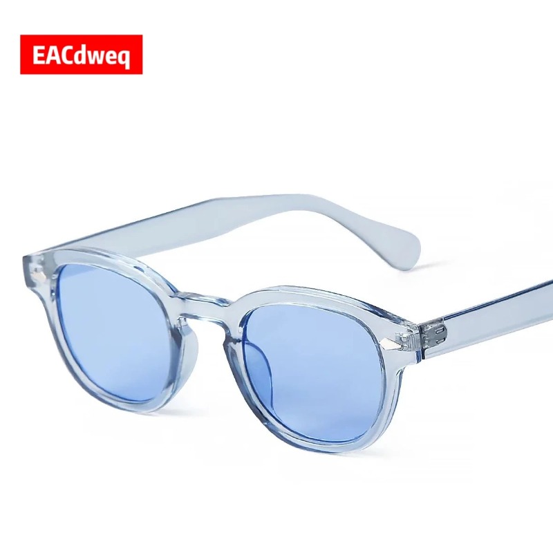 Women'S Fashion Eyewear - ファッション透明ブルーラウンドサングラス女性男性レトロリベットシェード小さな正方形サングラス UV400 メガネ