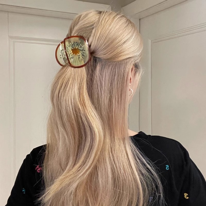 Women Fashion Fun - 1pc 新しい楽しいフルーツ掴み、キウイヘアクリップ、後頭部ディスクヘア、サメクリップ、女性の帽子、ヘアアクセサリー