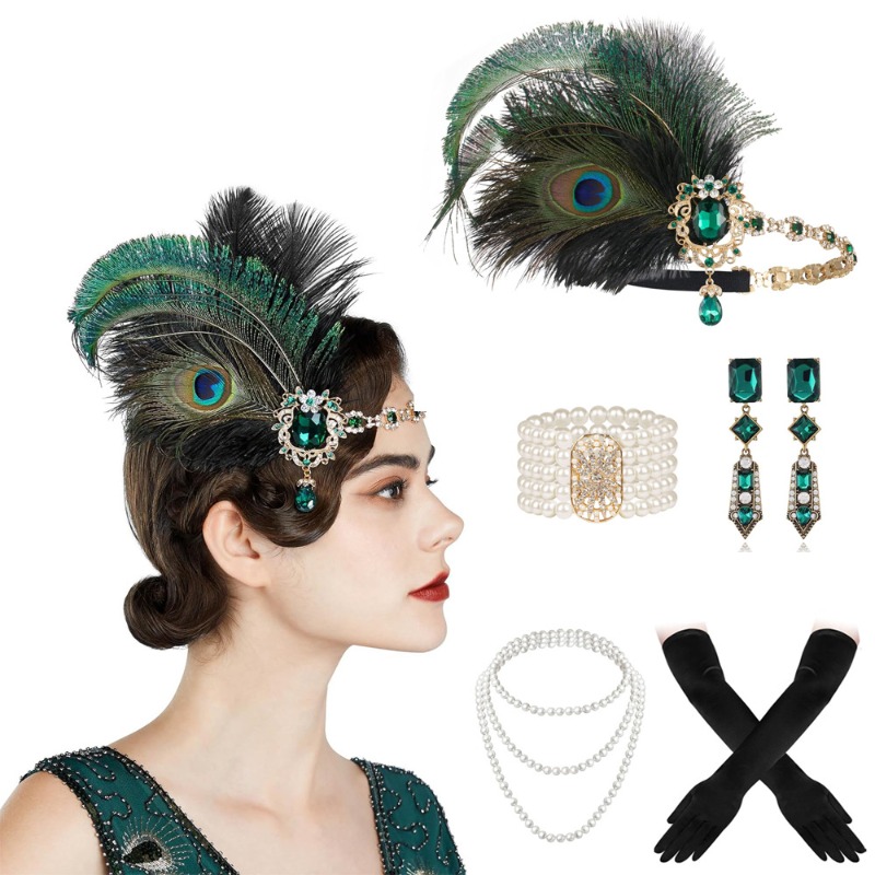 Women'S Fashion Roaring 20S - 女性のためのフラッパーアクセサリーセット、素晴らしいギャツビーの衣装、ジュエリーヘッドピース、女の子のための衣装、20年代、1920年代