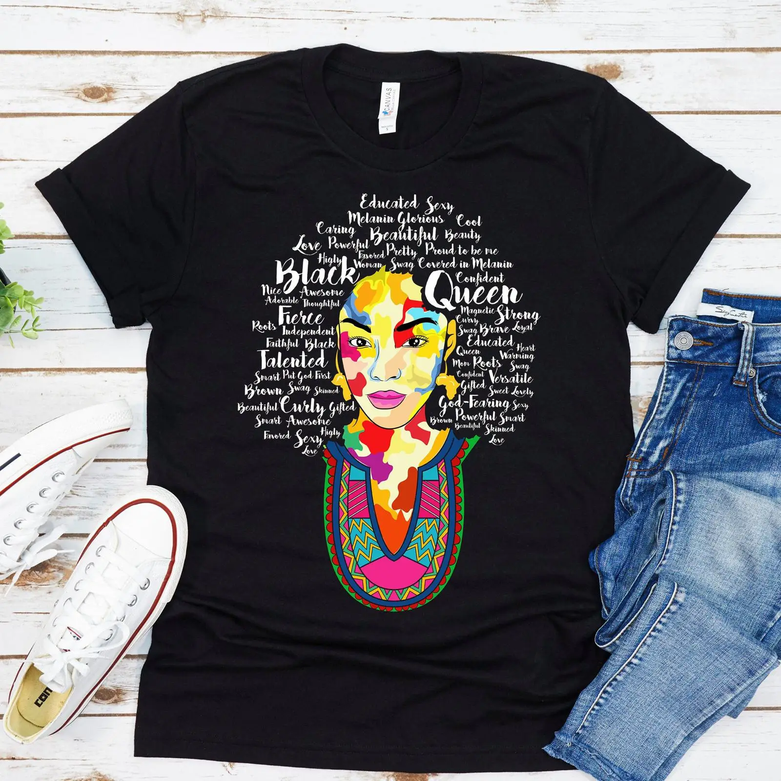 Women Fashion History - ブラッククイーン Tシャツ 歴史月間 アフリカ系アメリカ人 アフロ女性 メラニンプライド