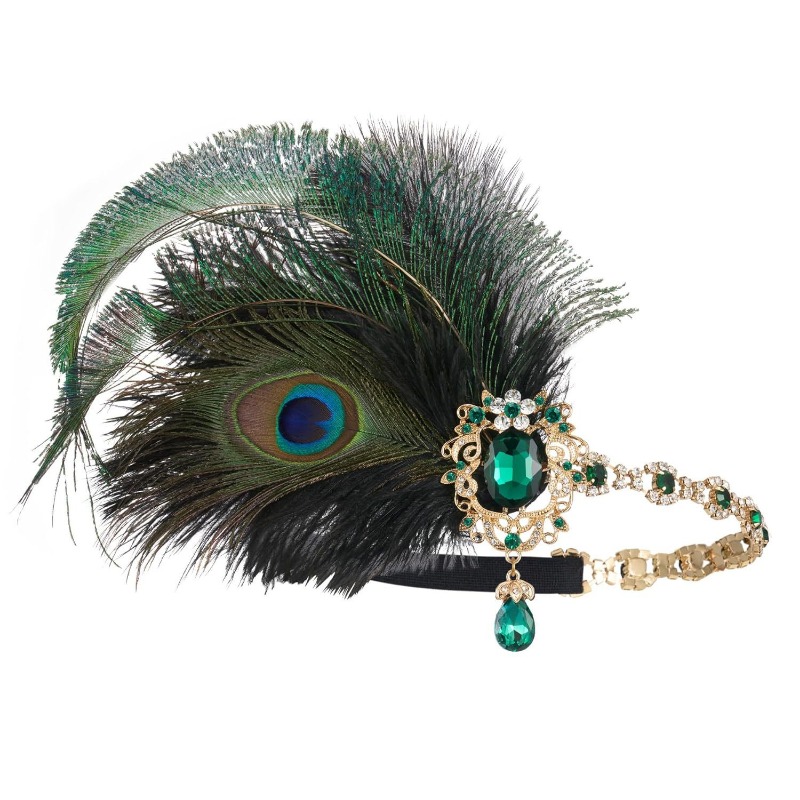 Women'S Fashion Roaring 20S - 1920 年代のフラッパー ピーコック フェザー ヘッドバンド 轟音