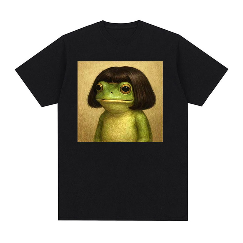 Women'S Fashion In The 90S - 面白いカエルの顔とボブヘアカットのミームTシャツ メンズ レディース ファッション ユーモア 半袖Tシャツ