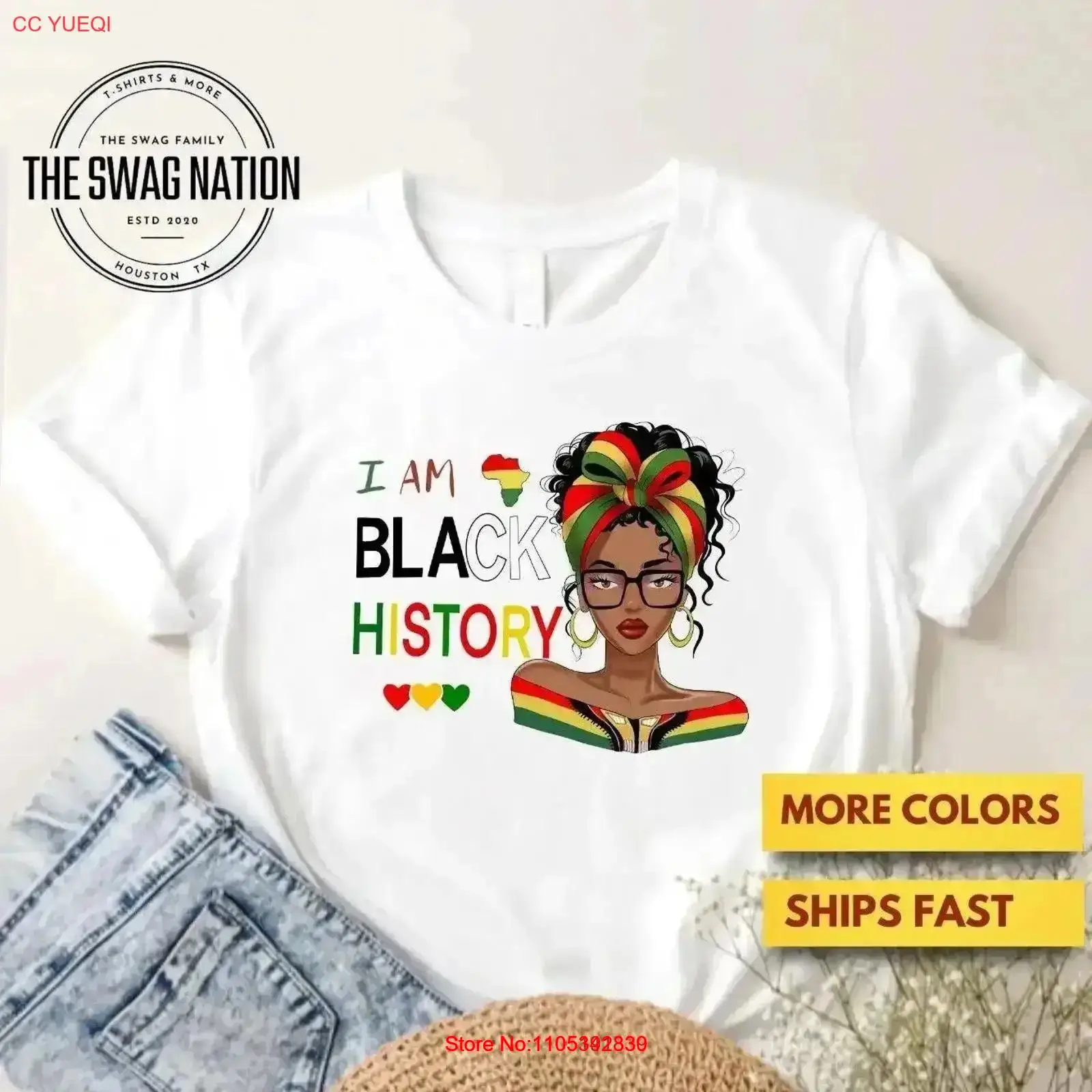 Women Fashion History - 私は黒人歴史月間を祝う黒人女性・女の子向けTシャツ、ヴィンテージ風ウォッシュ加工ファッション、ストレッチデザイナー服、ソフトな着心地