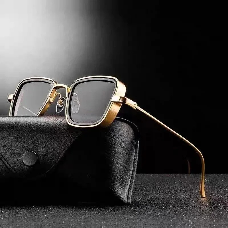 Women'S Fashion Eyewear - 新しいパンク高品質メタルフレームサングラスレトロ長方形メガネ男性と女性のための旅行やウォーキングアイウェア UV400
