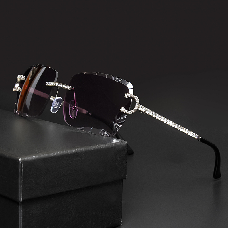 Women'S Fashion Eyewear - ファッションリムレススクエアサングラスヴィンテージダイヤモンドブランドデザインカットレンズサングラス男性女性メタルフレーム高級 UV400 メガネ
