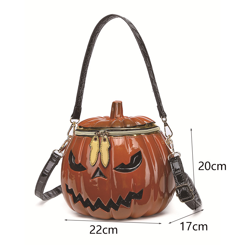 Women Fashion Fun - 女性の新しいハロウィンパンプキン型ショルダーバッグストリートトレンディなデザインハンドバッグ楽しい漫画シングルショルダークロスボディバッグ