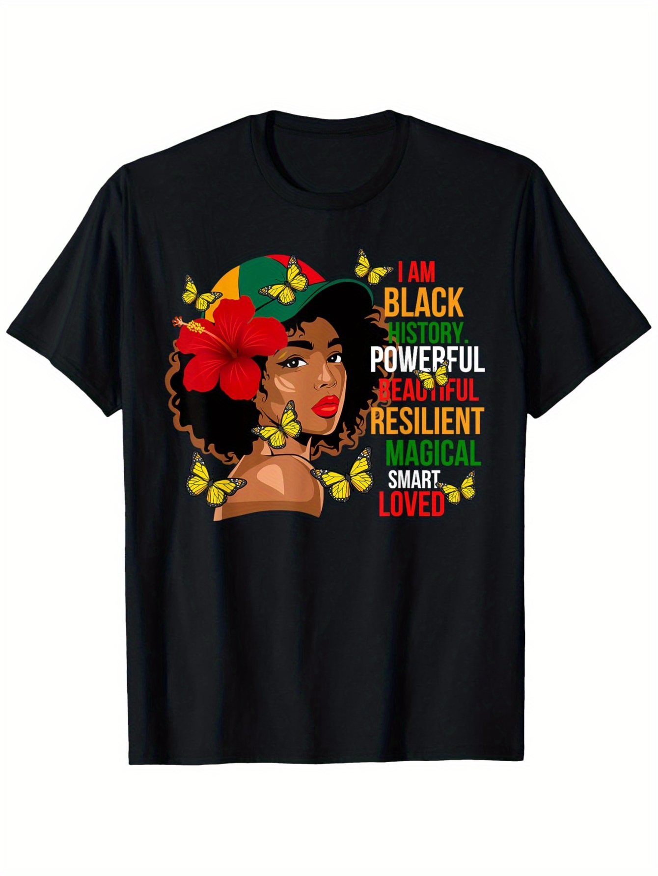 Women Fashion History - 黒人文化のプライドを祝う黒人歴史月間女性用Tシャツ、ファッショナブルなコットントップ半袖、ストリートスタイルショートTシャツ