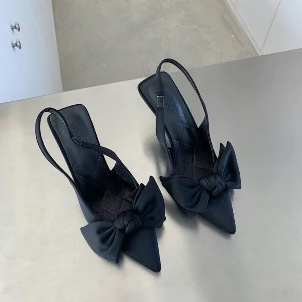 Women Fashion Nova - 2026年女性用シューズ夏新作蝶結びスリングバックヒールシューズセクシードレス細ヒールポインテッドトゥレディースハイヒールパンプス