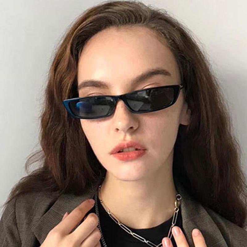 Women'S Fashion Eyewear - 小さな長方形サングラスファッション女性レトロ小さなフレームサングラスヴィンテージスクエアナローサングラストレンドアイウェア UV400