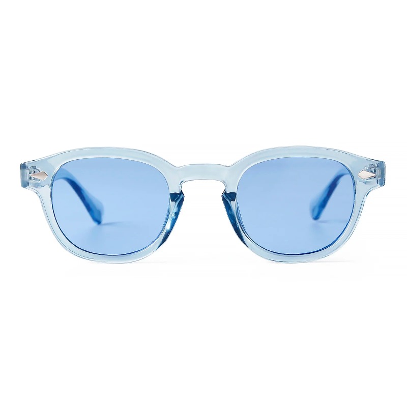 ファッション透明ブルーラウンドサングラス女性男性レトロリベッ - Women'S Fashion Eyewear のレビューと価格