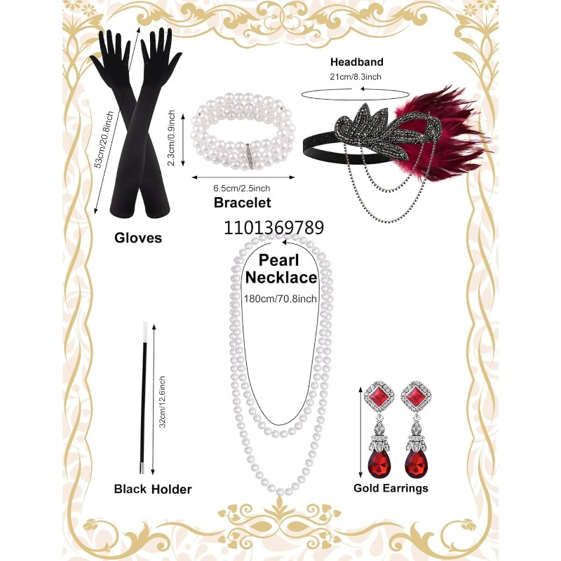 6点セット 1920年代風フラッパーアクセサリー 女性用、グ - Women'S Fashion Roaring 20S のレビューと価格