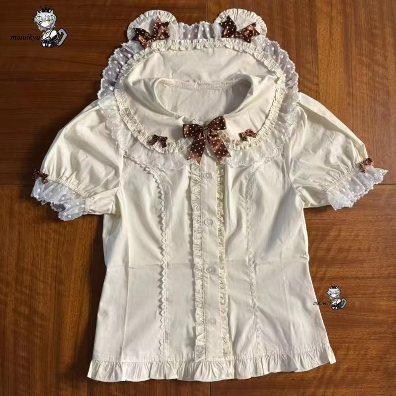 かわいいフリルブラウス春夏日本パフスリーブファッション女性シ - Puff Sleeve Blouse のレビューと価格