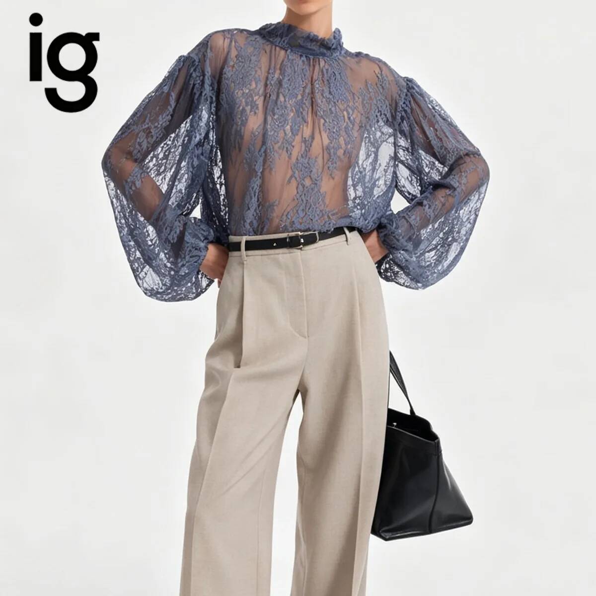 IG 2026 レディース シアーレースブラウス、モックネッ - Puff Sleeve Blouse のレビューと価格