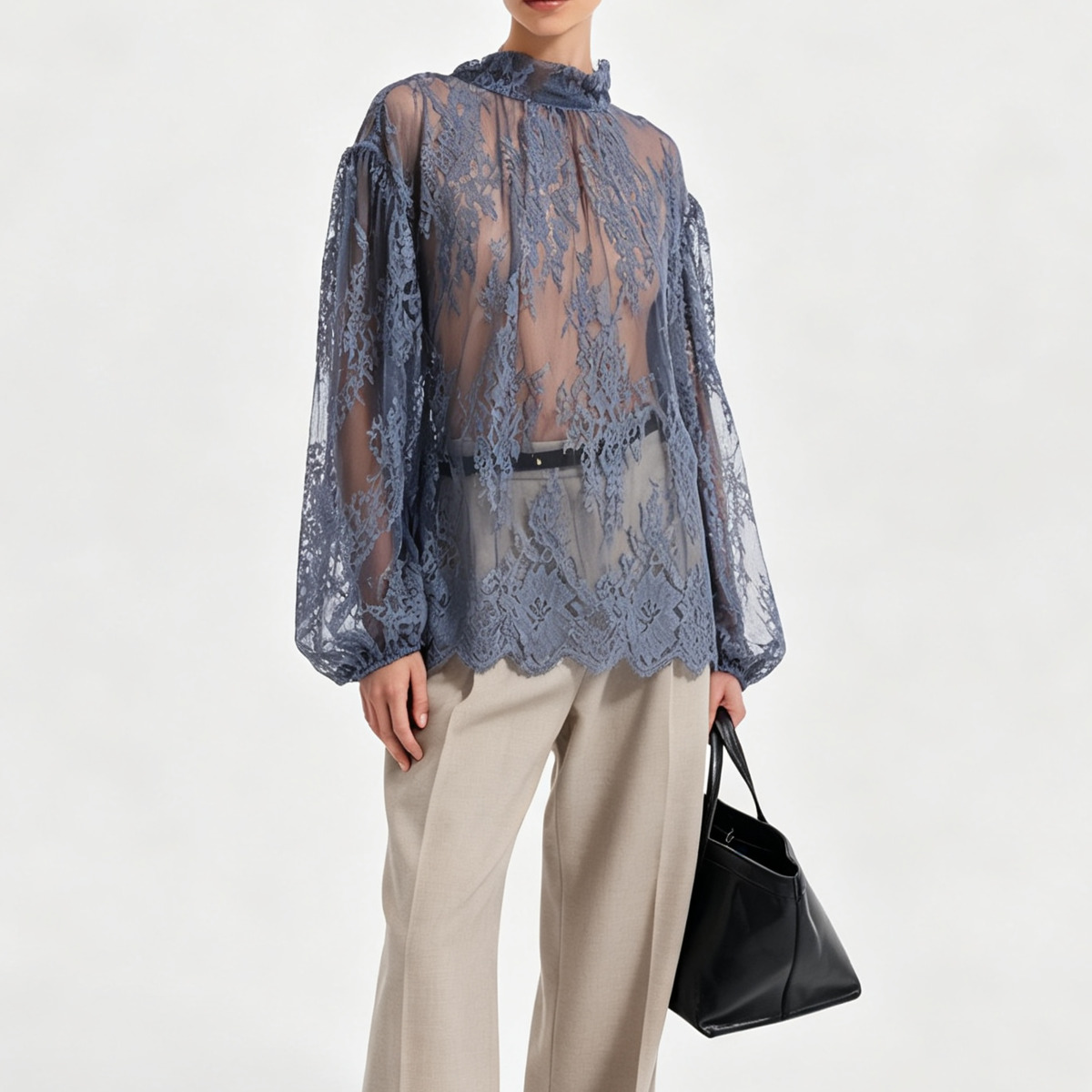 IG 2026 レディース シアーレースブラウス、モックネッ - Puff Sleeve Blouse のレビューと価格