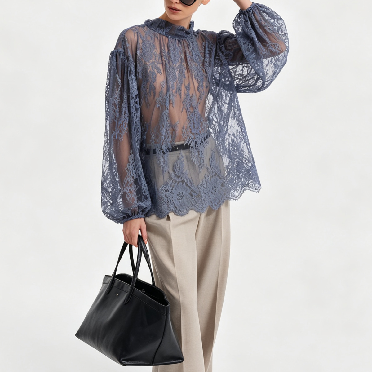 IG 2026 レディース シアーレースブラウス、モックネッ - Puff Sleeve Blouse のレビューと価格