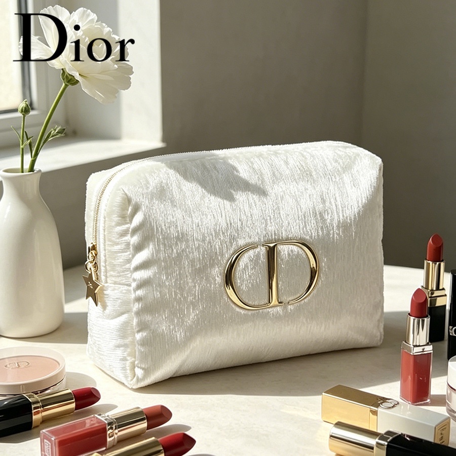ディオールのバッグ ホワイトベルベット トラベルコスメティッ - Women Fashion Logo Design のレビューと価格
