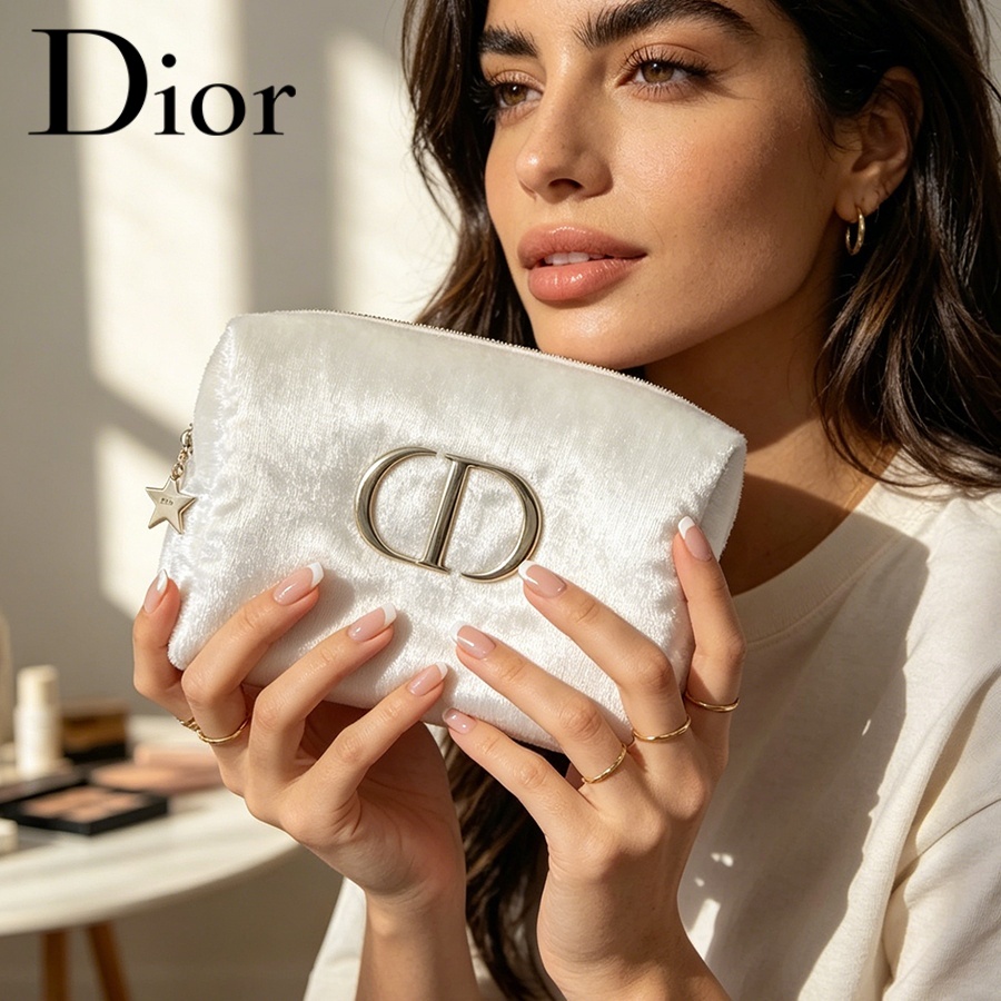 ディオールのバッグ ホワイトベルベット トラベルコスメティッ - Women Fashion Logo Design のレビューと価格