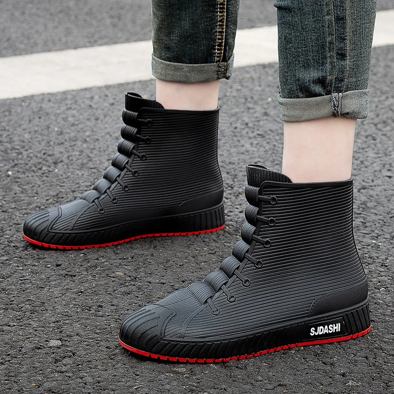 男性と女性のための滑り止めの防水レインブーツ,ゴム製の靴,釣 - Women'S Fashion Gumboots のレビューと価格