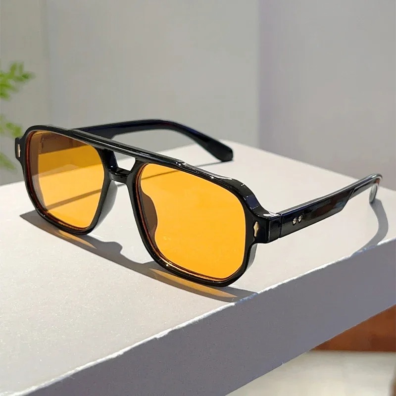 新しいヴィンテージダブルブリッジスクエアサングラスファッショ - Women'S Fashion Eyewear のレビューと価格