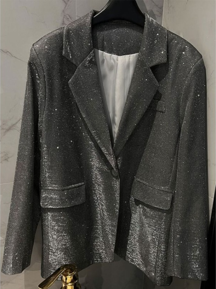 韓国オーバーサイズジャケット 2025 女性服原宿スパンコー - Blazer Women Oversized のレビューと価格