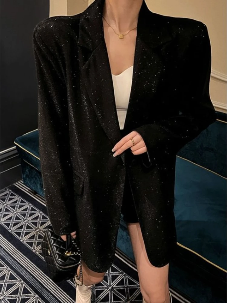韓国オーバーサイズジャケット 2025 女性服原宿スパンコー - Blazer Women Oversized のレビューと価格