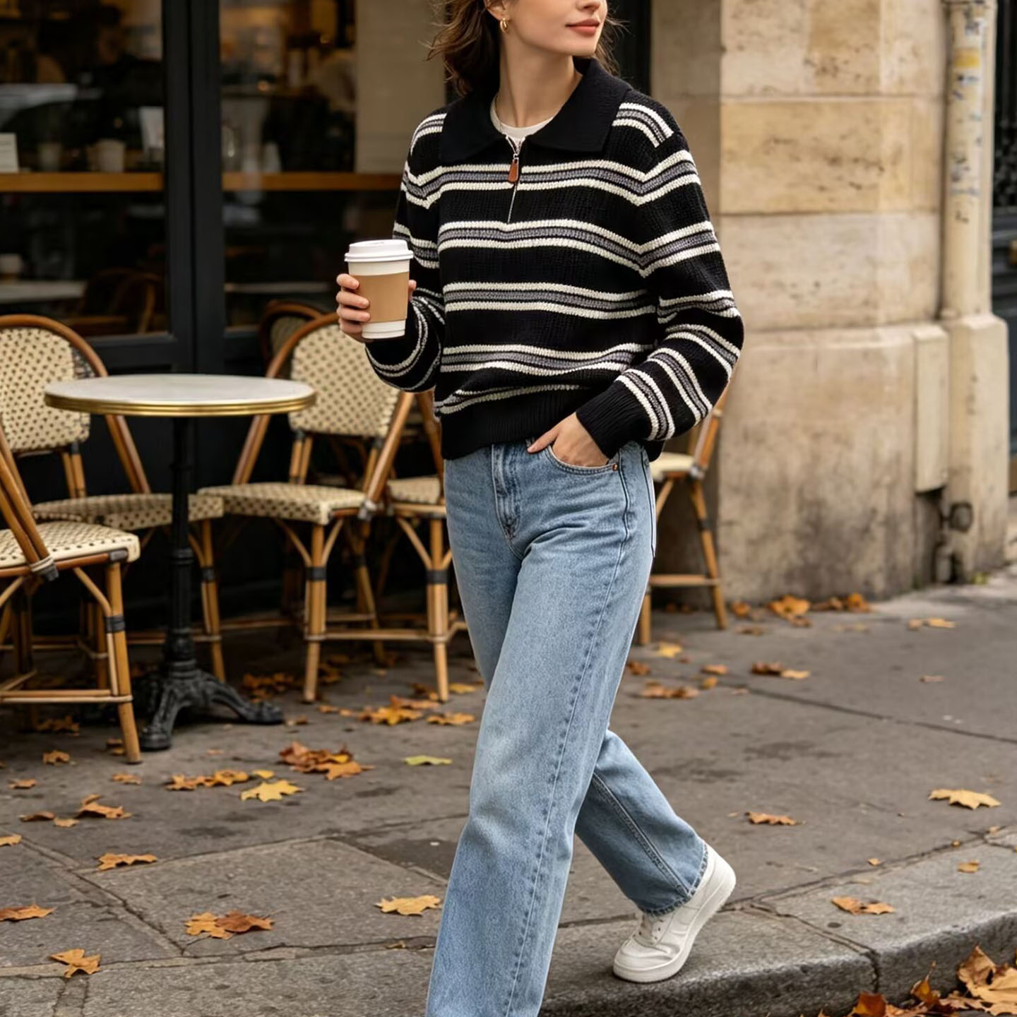 ファッショナブルなニット長袖シャツ、ジッパー襟付き、女性用春 - Women'S Fashion E Commerce のレビューと価格