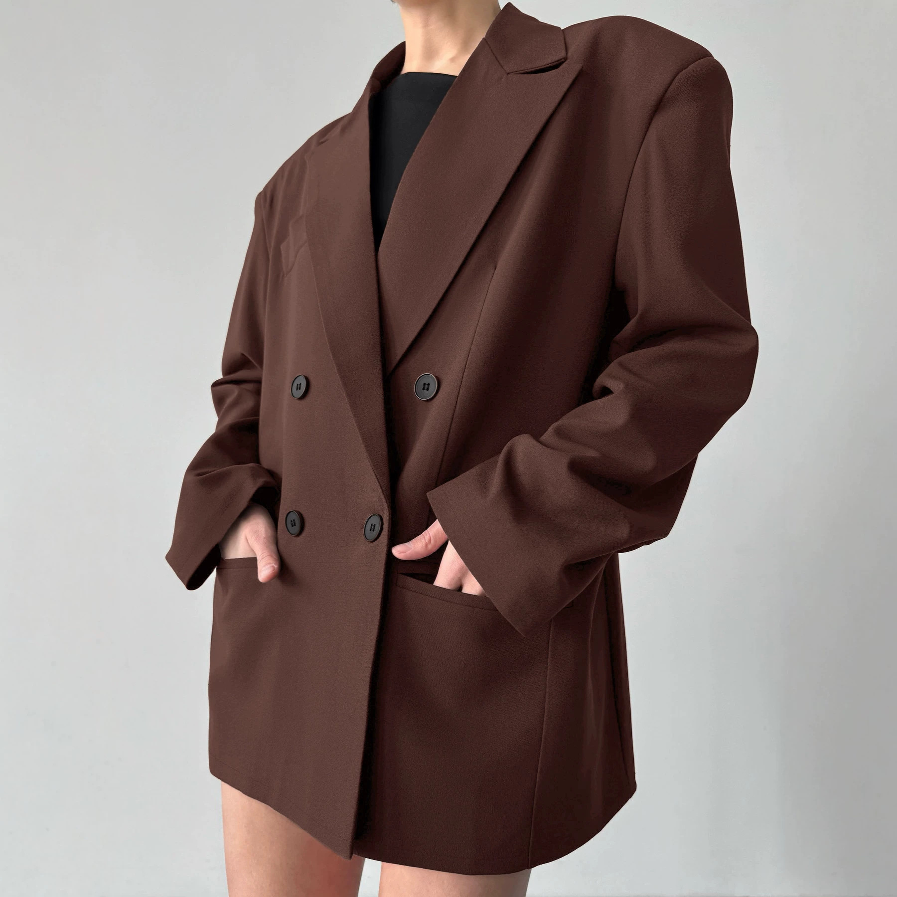 春秋ファッションコート ヴィンテージブラウンブレザー レディ - Blazer Women Oversized のレビューと価格