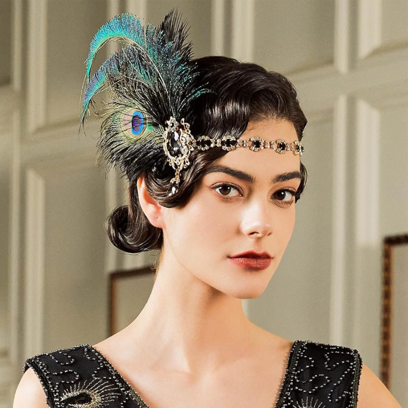 1920 年代のフラッパー ピーコック フェザー ヘッドバン - Women'S Fashion Roaring 20S のレビューと価格