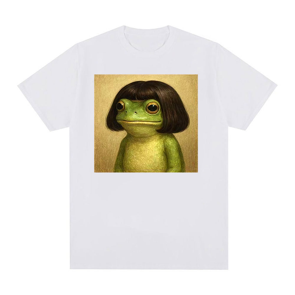 面白いカエルの顔とボブヘアカットのミームTシャツ メンズ レ - Women'S Fashion In The 90S のレビューと価格