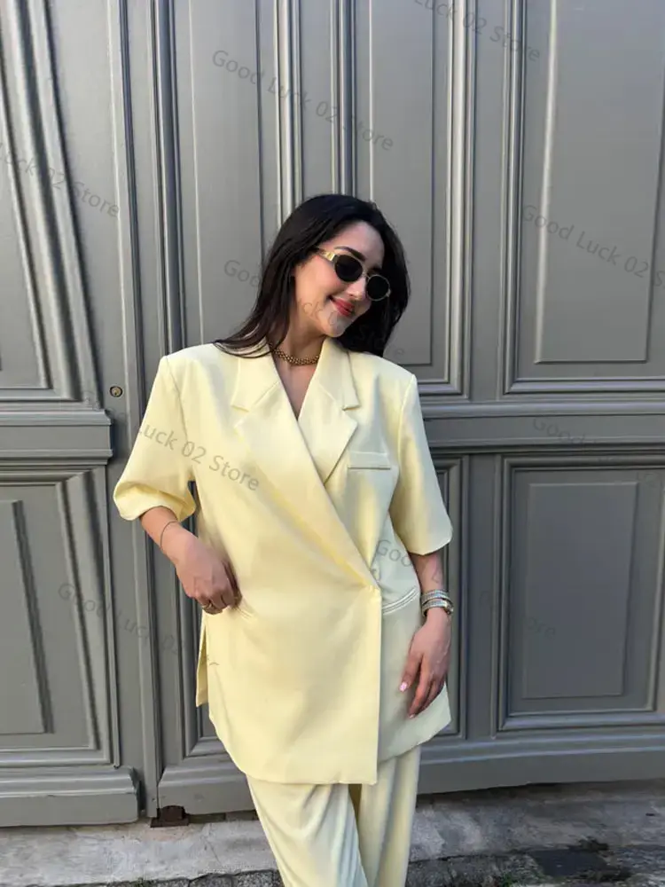 カジュアルレディースブレザーコート半袖ターンダウンカラーポケ - Blazer Women Oversized のレビューと価格