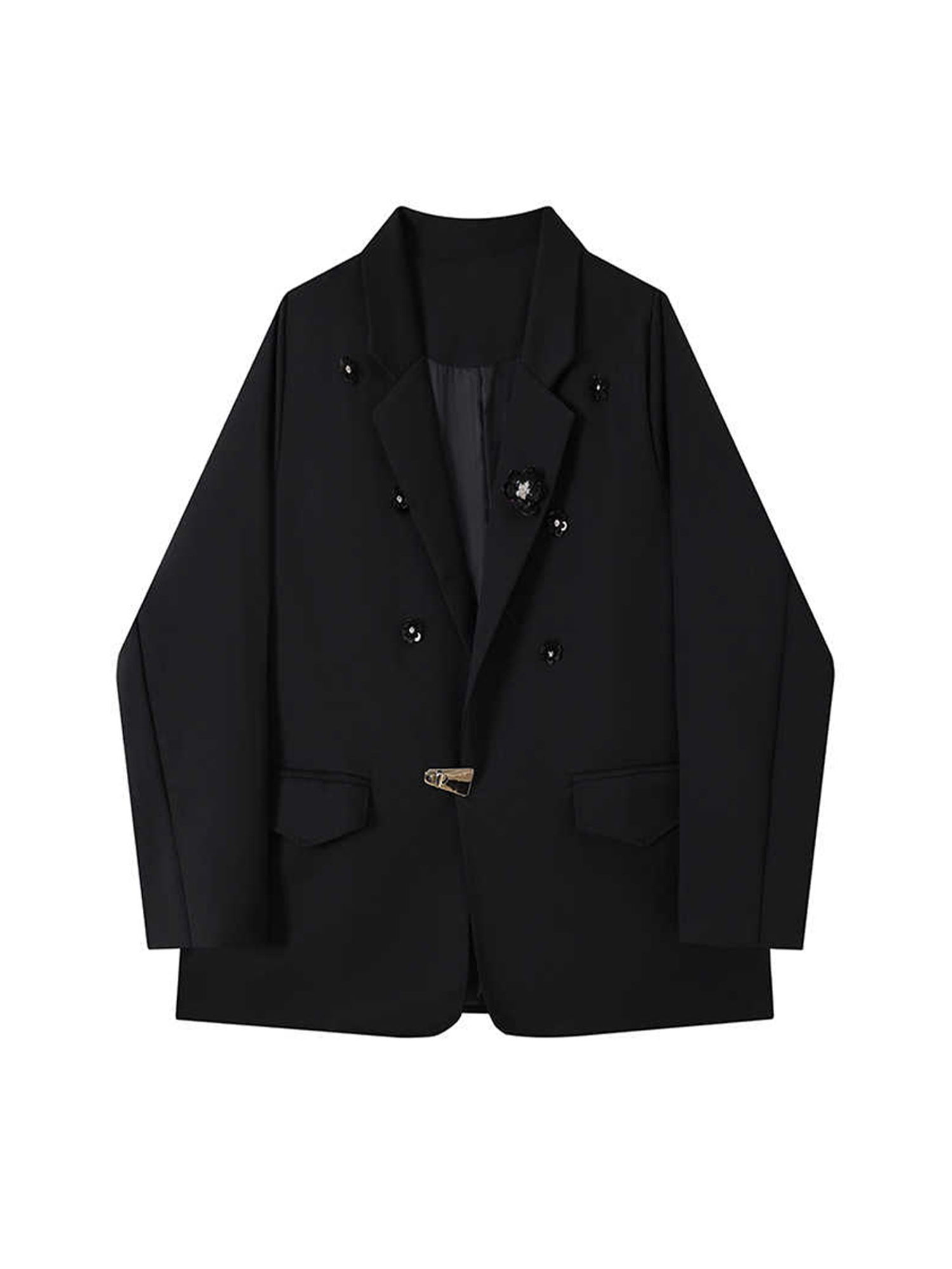女性用 ブラック ゴシック 3D 花柄 ブレザー ジャケット - Blazer Women Oversized のレビューと価格