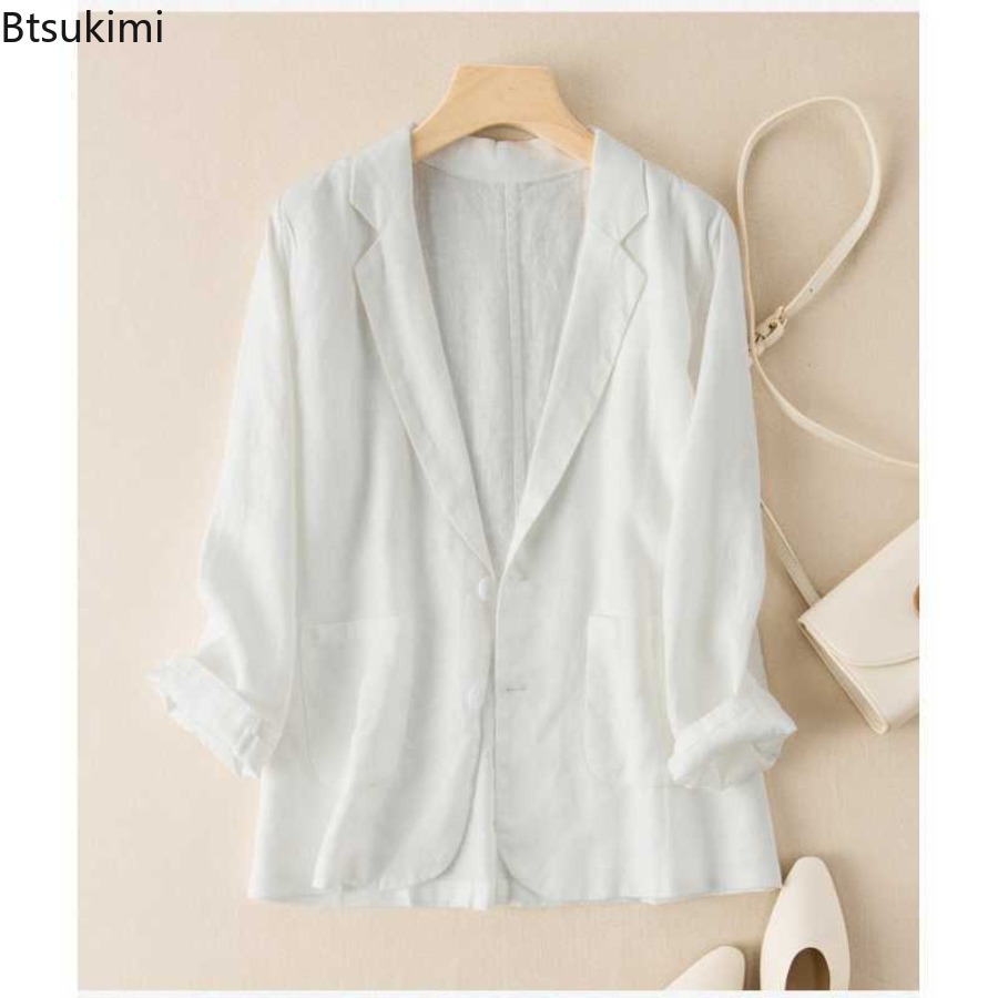 2026 新綿麻小物スーツ女性のカジュアル日焼け止めブレザー - Blazer Women Oversized のレビューと価格