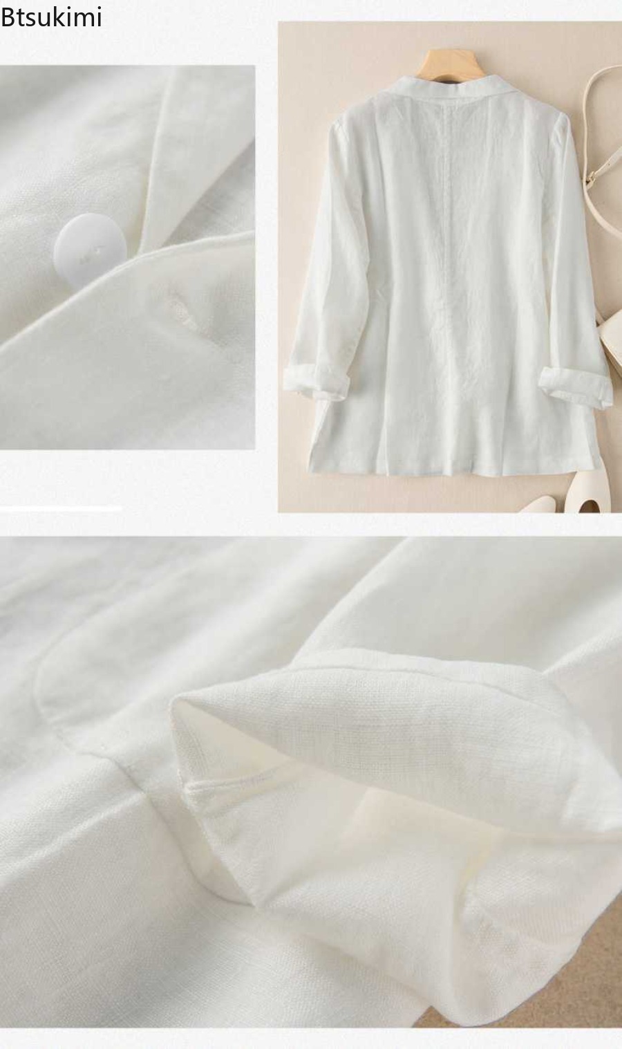 2026 新綿麻小物スーツ女性のカジュアル日焼け止めブレザー - Blazer Women Oversized のレビューと価格