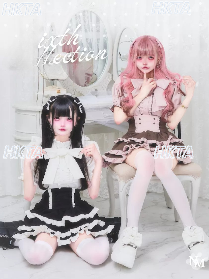 オリジナル日本のかわいい大きな蝶ネクタイ半袖シャツケーキスカ - Puff Sleeve Blouse のレビューと価格