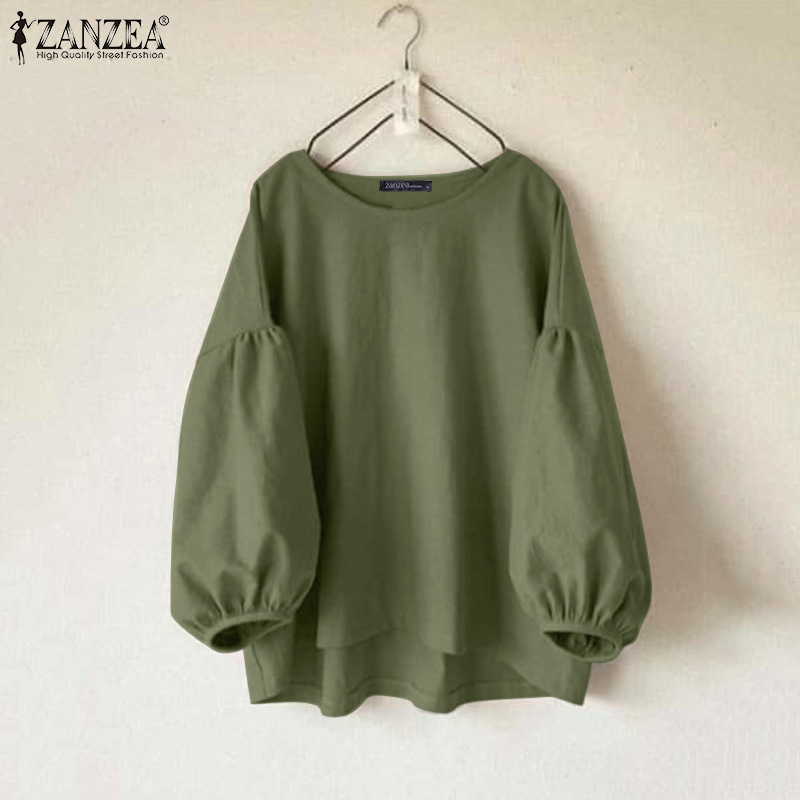 ZANZEA プラスサイズの女性カジュアルブラウスランタンス - Puff Sleeve Blouse のレビューと価格