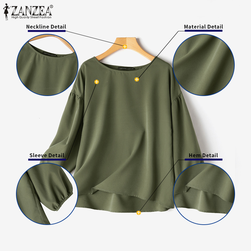 ZANZEA プラスサイズの女性カジュアルブラウスランタンス - Puff Sleeve Blouse のレビューと価格