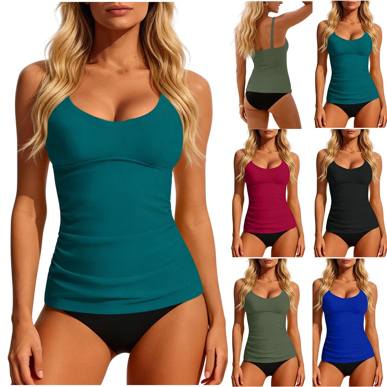 レディース 2026 タンキニ ティール スクープネック タ - Crop Top Women のレビューと価格