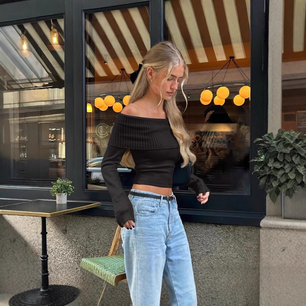 ストリートファッション オフショルダートップ レディース 長 - Crop Top Women のレビューと価格