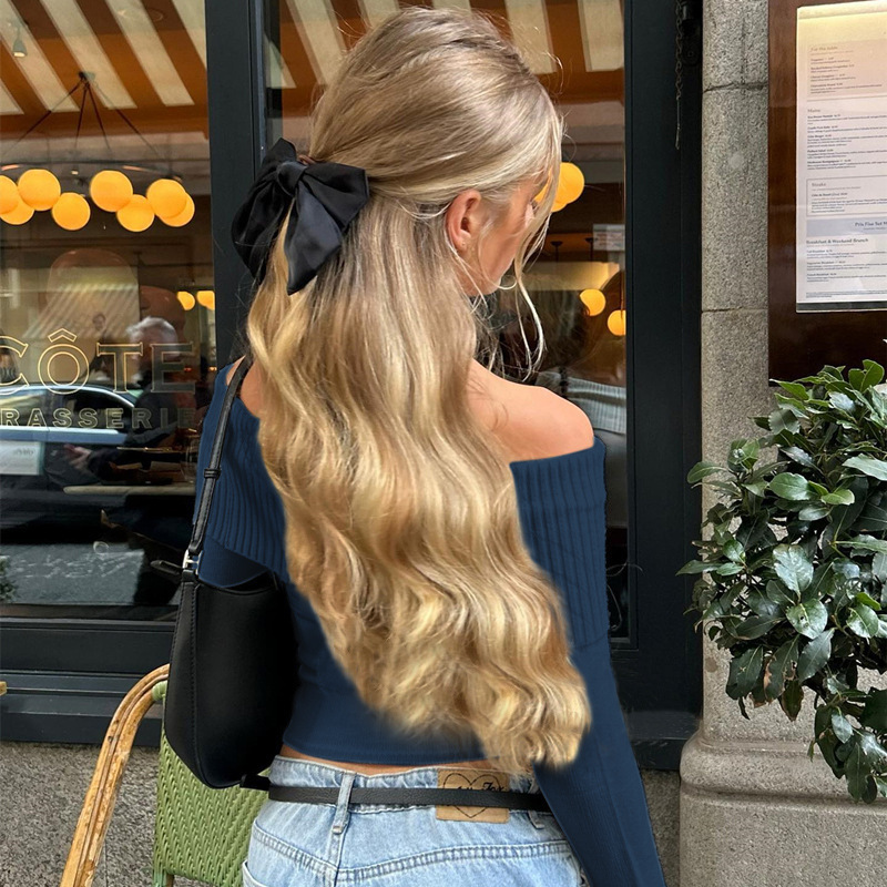 ストリートファッション オフショルダートップ レディース 長 - Crop Top Women のレビューと価格