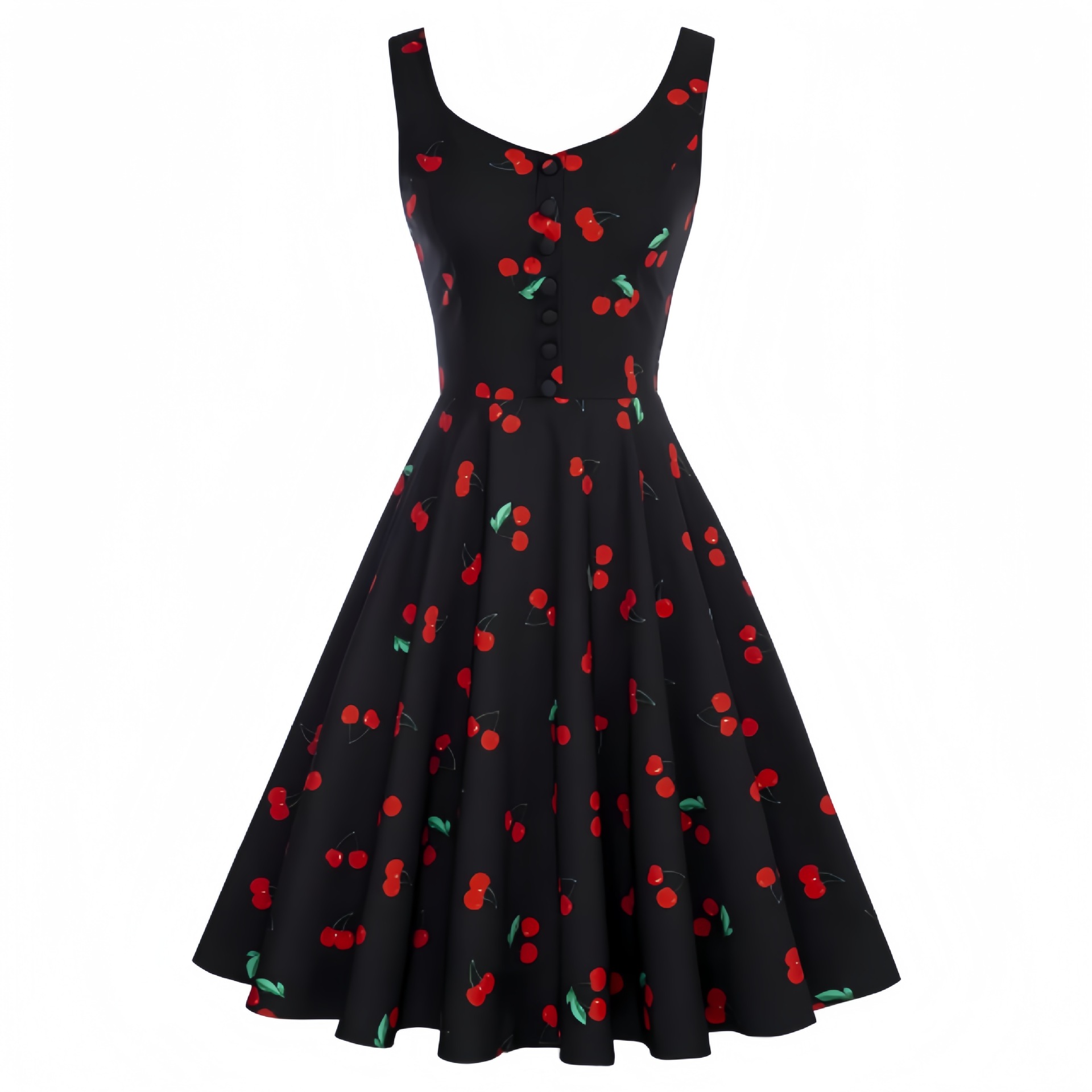1950年代レトロノースリーブカクテルドレス夏プリントAライ - Women'S Fashion In The 1950S のレビューと価格