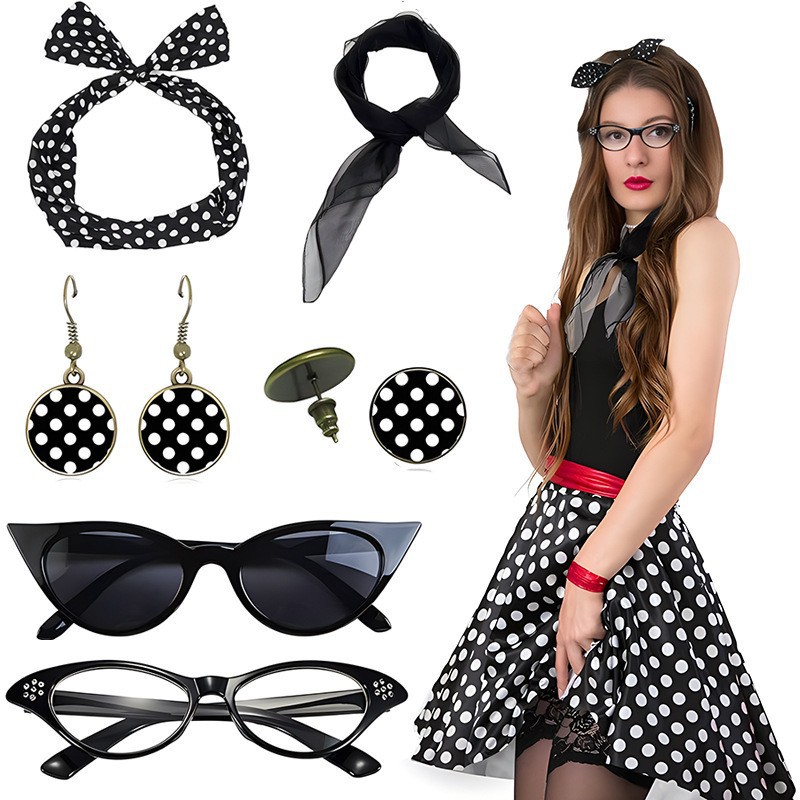 カーニバル 1950S パーティー水玉模様アクセサリーセット - Women'S Fashion In The 1950S のレビューと価格