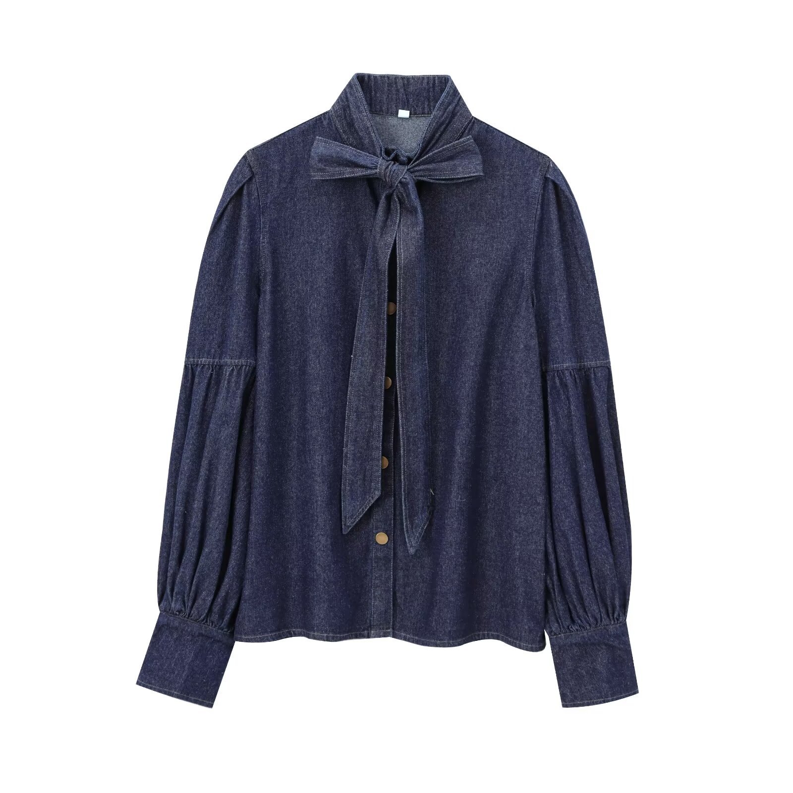 AW アーバン イミテーションデニム ブラウス トップス レ - Puff Sleeve Blouse のレビューと価格