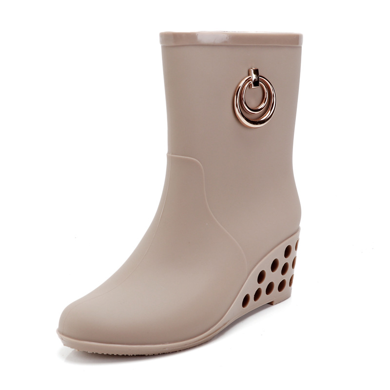 ファッションウェッジヒールレインブーツ女性pvcゴム長靴サイ - Women'S Fashion Gumboots のレビューと価格