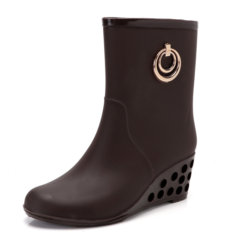 ファッションウェッジヒールレインブーツ女性pvcゴム長靴サイ - Women'S Fashion Gumboots のレビューと価格
