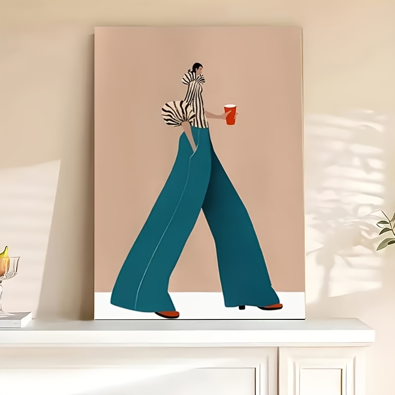 ファッショナブルなブルーパンツ女性ポスタープリント現代超現実 - Women Fashion Drawing のレビューと価格